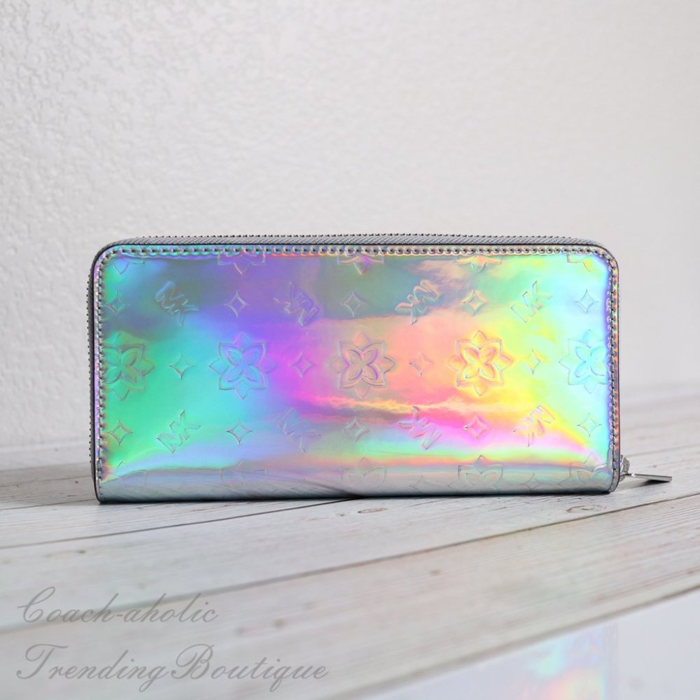 NWT Michael Kors Iridescent Hologram Zip Wallet - Picture 2 of 8
